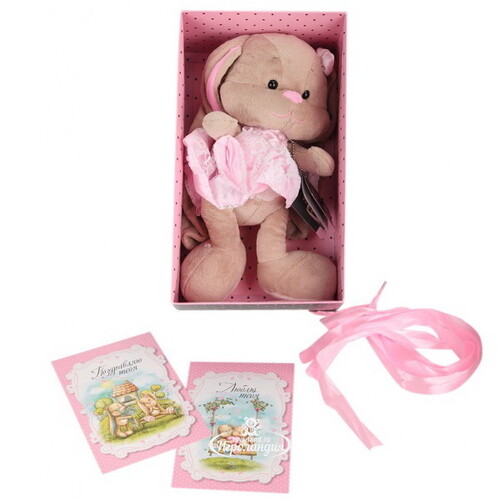 Мягкая игрушка Зайка Лин в Розовом Платье 25 см Maxitoys