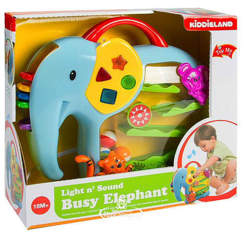 Развивающая игрушка Занимательный слон, 28 см, свет, звук Kiddieland