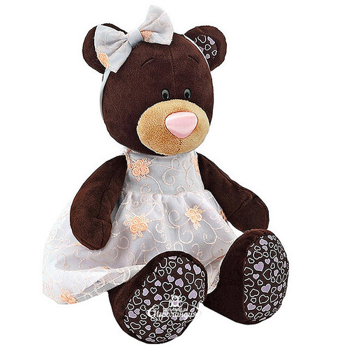 Мягкая игрушка Медведь Milk в платье с вышивкой 25 см, Orange Choco&Milk Orange Toys