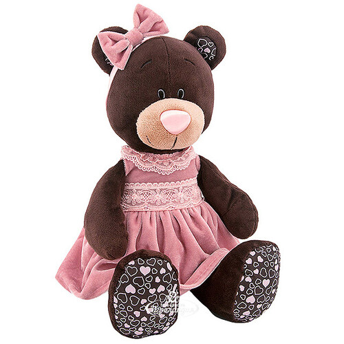 Мягкая игрушка Медведь Milk в розовом бархатном платье 30 см, Orange Choco&Milk Orange Toys