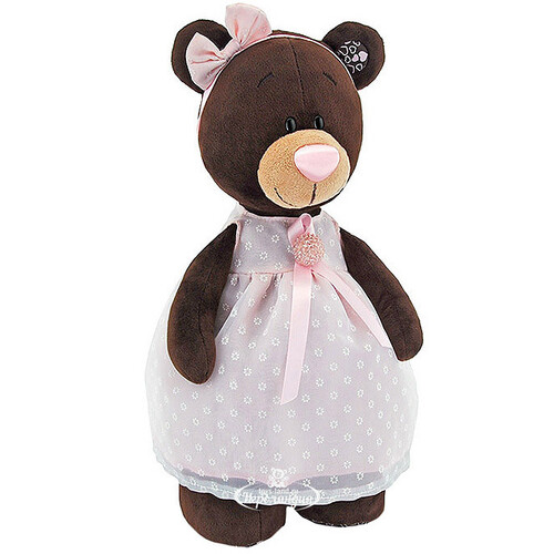 Мягкая игрушка Медведь Milk в платье с брошью 30 см, Orange Choco&Milk Orange Toys