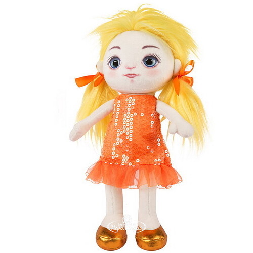 Мягкая кукла Милена в оранжевом платье 35 см Maxitoys