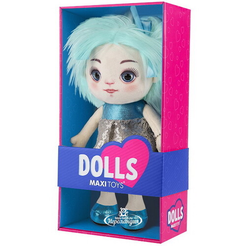 Мягкая кукла Карина в сине-серебряном платье 35 см Maxitoys