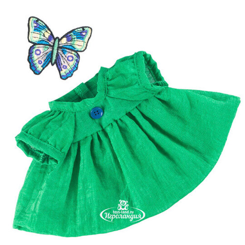 Одежда для Зайки Ми 23 см - Зеленое платье с синими пуговицами Budi Basa