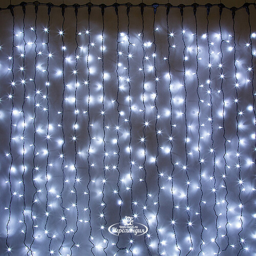 Светодиодный занавес Quality Light 2*3 м, 600 холодных белых LED ламп, черный ПВХ, соединяемый, IP44 BEAUTY LED