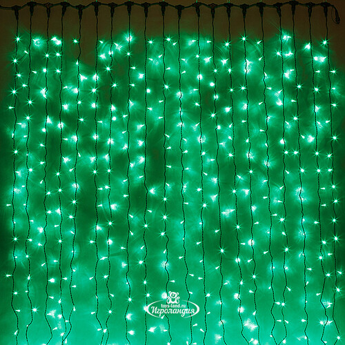 Светодиодный занавес Quality Light 2*2 м, 400 зеленых LED ламп черный ПВХ, соединяемый, IP44 BEAUTY LED