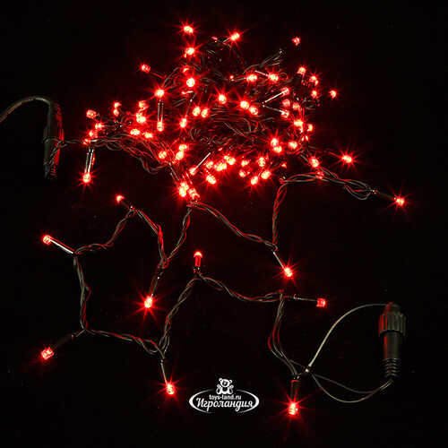 Гирлянда светодиодная Super Rubber 120 красных LED, 12 м, черный каучук, соединяемая, IP44 Snowhouse