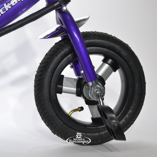 Трехколесный велосипед трайк "BA TOKYO 3" с ручкой и тентом, надувные колеса, фиолетовый Black Aqua