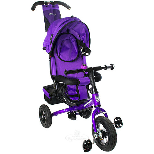 Трехколесный велосипед трайк "BA TOKYO 3" с ручкой и тентом, надувные колеса, фиолетовый Black Aqua