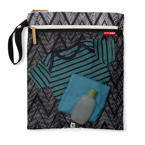 Водонепроницаемая сумка для мокрых вещей Grab & Go Wet/Dry 38*30 см, зигзаги зебра Skip Hop