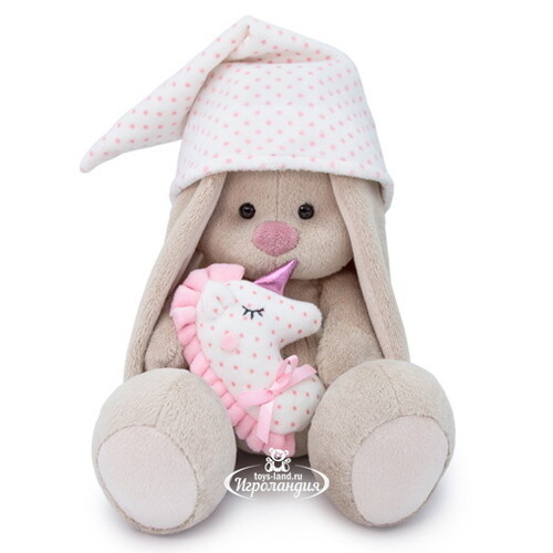 Мягкая игрушка Зайка Ми с розовой подушкой-единорогом 23 см Budi Basa