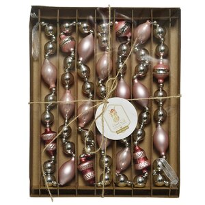 Стеклянные бусы на елку Vintage Christmas: Pink Silver 180 см Kaemingk фото 7