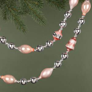 Стеклянные бусы на елку Vintage Christmas: Pink Silver 180 см Kaemingk фото 1