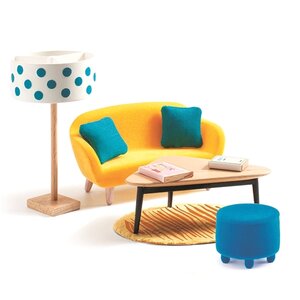 Мебель для кукольного дома Оранжевая гостиная 9 предметов Djeco фото 1
