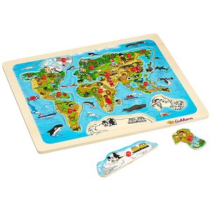 Рамка-вкладыш Карта мира, 13 деталей, дерево IQ Puzzle фото 1