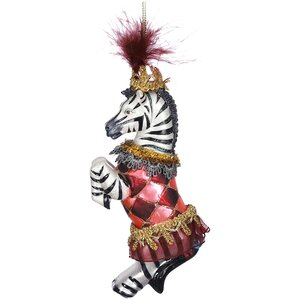 Стеклянная елочная игрушка Зебра Фелиция - Цирк Шапито 13 см, подвеска Edelman фото 1