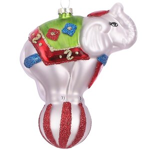 Стеклянная елочная игрушка Слон Джоуи - Цирк Шапито 10 см, подвеска Edelman фото 1
