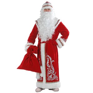 Карнавальный костюм для взрослых Дед Мороз с аппликациями, красный, 54-56 размер Батик фото 1