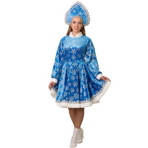 Карнавальный костюм для взрослых Снегурочка Амалия, голубой, 46 размер Батик фото 1