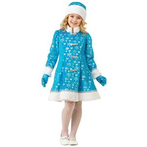 Карнавальный костюм Снегурочка Плюшевая голубой, рост 134 см Батик фото 1