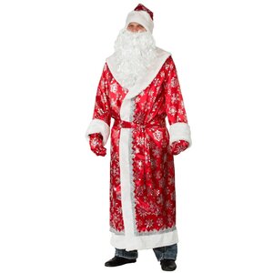 Карнавальный костюм для взрослых Дед Мороз Узорчатый красный, 54-56 размер Батик фото 1