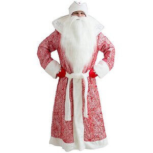 Взрослый карнавальный костюм Дед Мороз Царский, красный, 52-54 размер Бока С фото 4