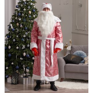 Взрослый карнавальный костюм Дед Мороз Царский, красный, 52-54 размер Бока С фото 1