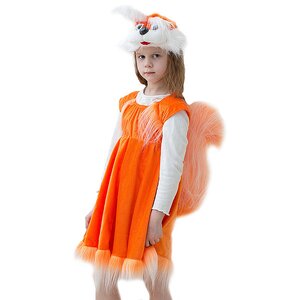 Карнавальный костюм для девочек Белка рыжая, рост 104-116 см Бока С фото 1