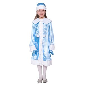 Карнавальный костюм Девочка Снегурочка атласный, рост 122-134 см Бока С фото 1
