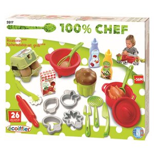 Игровой набор посуды 100% Chef Pro-Cook с продуктами, 26 предметов Ecoiffier фото 1