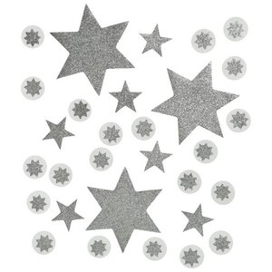 Наклейки для окна Звезды 31*31 см серебряные Kaemingk фото 1