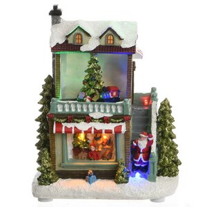 Светящийся новогодний домик Christmas Village: Магазин Подарков 17*17*11 см, с движением Kaemingk фото 1