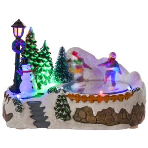 Новогодняя анимационная композиция с разноцветной подсветкой Рождественский Каток 18*13 см на батарейках Kaemingk фото 1