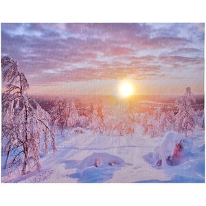 Светодиодная картина Зимний Golden Hour 48*38 см, на батарейках Kaemingk фото 1