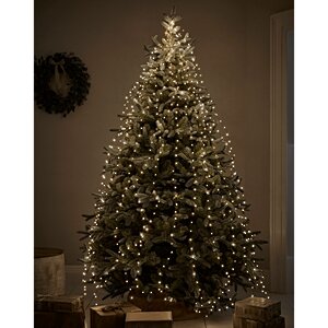 Гирлянда на елку 120-180 см Лучи Росы, 12 нитей, 408 теплых белых MINILED ламп, зеленая проволока, IP44