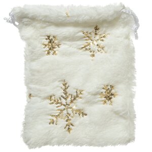 Подарочный мешочек Fluffy Surprise 21*17 см с золотыми снежинками Kaemingk фото 1