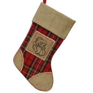 Новогодний носок Шотландская Клетка: Санта-Клаус 45 см Kaemingk фото 1
