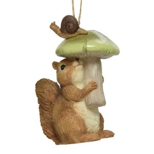Елочная игрушка Белочка Сьюзи с грибочком и улиткой 12 см, подвеска Kaemingk фото 1