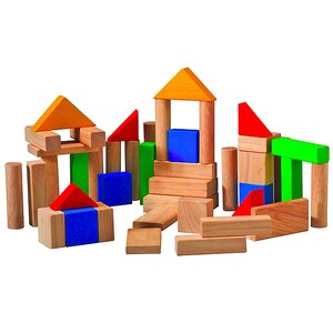 Деревянный конструктор для малышей Блоки, 50 деталей Plan Toys фото 1