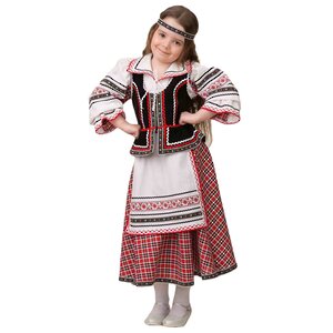 Карнавальный костюм Национальный для девочки, красно-белый, рост 110 см Батик фото 1