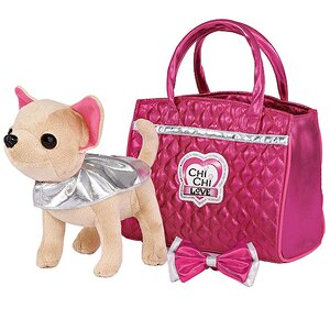 Chi Chi Love Чихуахуа Гламур 20 см с розовой сумочкой, бантом и накидкой Simba фото 1