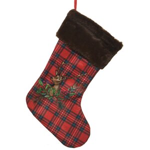 Новогодний носок Шотландское рождество - Задумчивый Олень 44 см Kaemingk фото 1