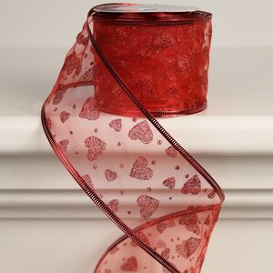 Декоративная лента Элеганца - Сердечки 270*6 см красная Koopman фото 1