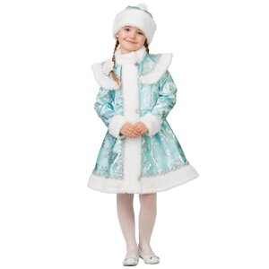 Карнавальный костюм Снегурочка бирюзовый, рост 128 см Батик фото 1