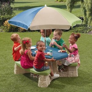 Детский стол с лавочками и зонтом Пикник 176*110*104 см Step2 фото 1