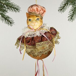 Елочная игрушка Кот Микаэль в шапочке 18 см, подвеска Christmas Deluxe фото 1