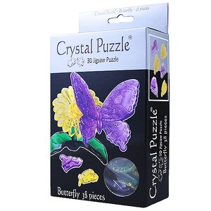 3D пазл Бабочка, фиолетовый, 9 см, 38 эл. Crystal Puzzle фото 2