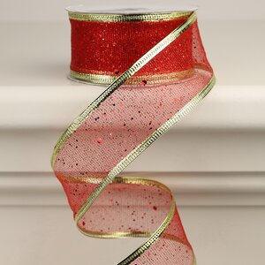 Декоративная лента Бриллиант 270*4 см красная Новогодняя Сказка фото 1
