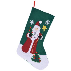 Новогодний носок Дедушка Мороз 45 см зеленый Koopman фото 1