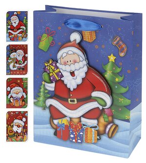Пакет для подарков 3D "Санта на пороге", бумажный, 32*26*10 см Koopman фото 1